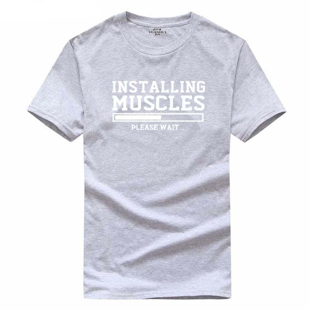 Men's T-shirts summer 2018 printed INSTALLING MUSCLES funny T-shirt fashion brand clothing crossfit t shirt men homme fitness