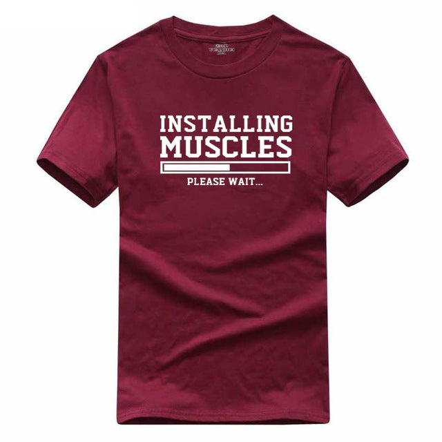 Men's T-shirts summer 2018 printed INSTALLING MUSCLES funny T-shirt fashion brand clothing crossfit t shirt men homme fitness