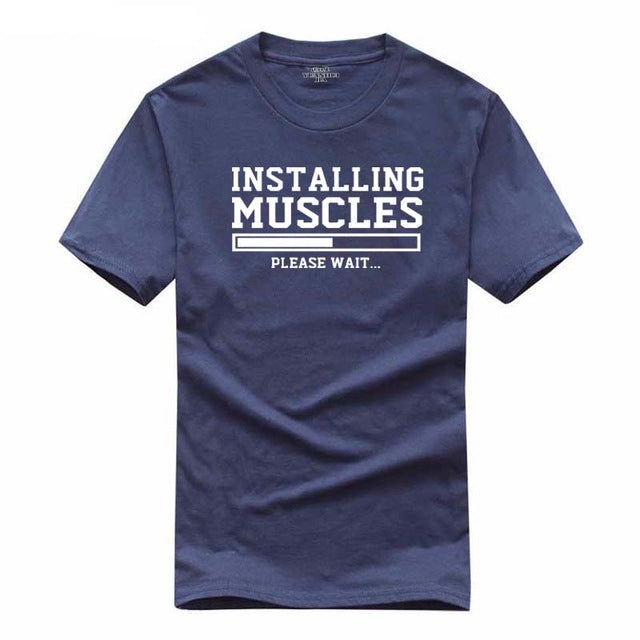 Men's T-shirts summer 2018 printed INSTALLING MUSCLES funny T-shirt fashion brand clothing crossfit t shirt men homme fitness