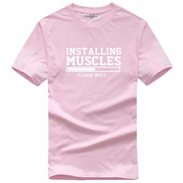 Men's T-shirts summer 2018 printed INSTALLING MUSCLES funny T-shirt fashion brand clothing crossfit t shirt men homme fitness