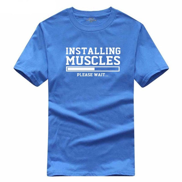 Men's T-shirts summer 2018 printed INSTALLING MUSCLES funny T-shirt fashion brand clothing crossfit t shirt men homme fitness