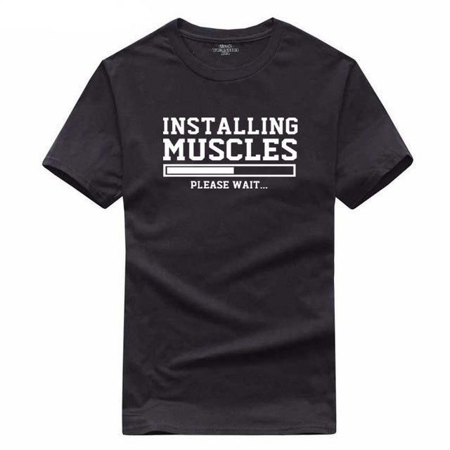 Men's T-shirts summer 2018 printed INSTALLING MUSCLES funny T-shirt fashion brand clothing crossfit t shirt men homme fitness