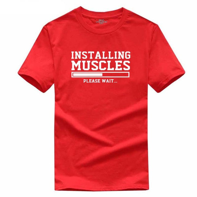 Men's T-shirts summer 2018 printed INSTALLING MUSCLES funny T-shirt fashion brand clothing crossfit t shirt men homme fitness