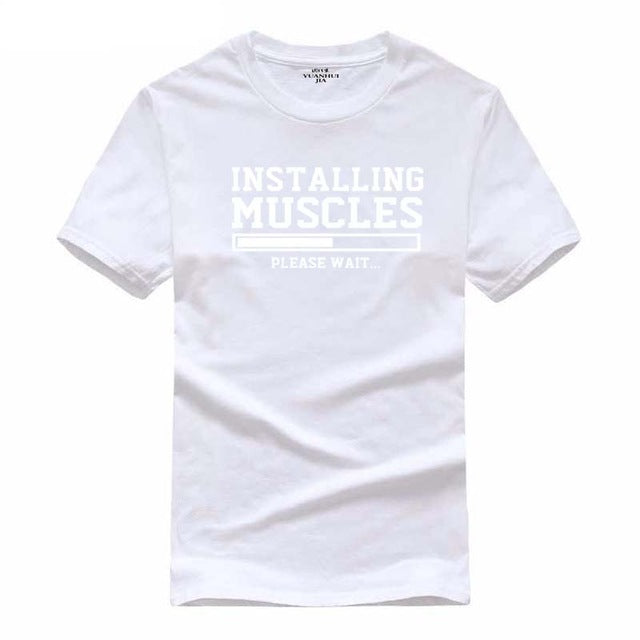 Men's T-shirts summer 2018 printed INSTALLING MUSCLES funny T-shirt fashion brand clothing crossfit t shirt men homme fitness