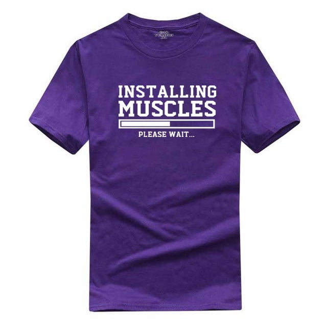 Men's T-shirts summer 2018 printed INSTALLING MUSCLES funny T-shirt fashion brand clothing crossfit t shirt men homme fitness