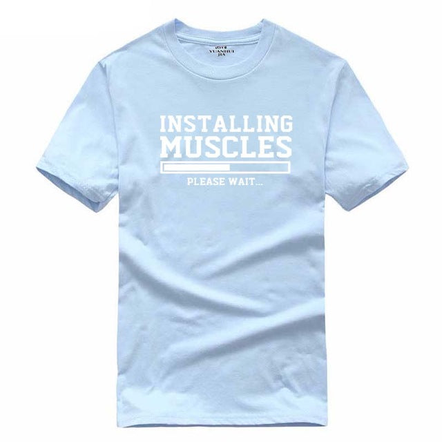 Men's T-shirts summer 2018 printed INSTALLING MUSCLES funny T-shirt fashion brand clothing crossfit t shirt men homme fitness