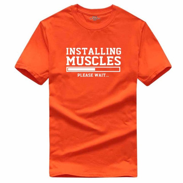 Men's T-shirts summer 2018 printed INSTALLING MUSCLES funny T-shirt fashion brand clothing crossfit t shirt men homme fitness