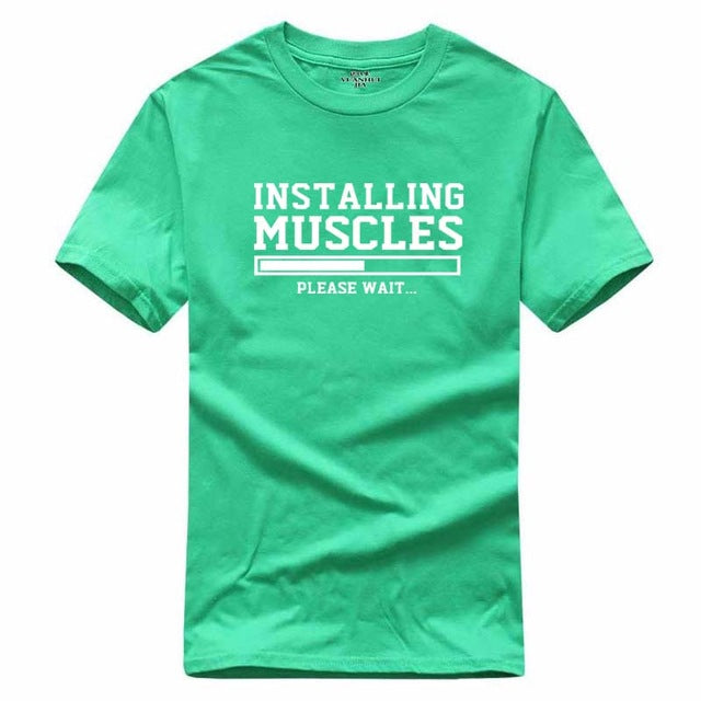 Men's T-shirts summer 2018 printed INSTALLING MUSCLES funny T-shirt fashion brand clothing crossfit t shirt men homme fitness