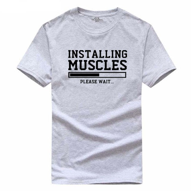 Men's T-shirts summer 2018 printed INSTALLING MUSCLES funny T-shirt fashion brand clothing crossfit t shirt men homme fitness