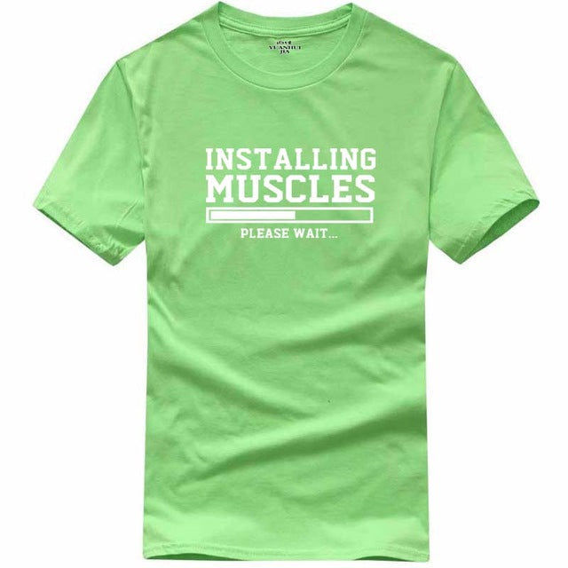 Men's T-shirts summer 2018 printed INSTALLING MUSCLES funny T-shirt fashion brand clothing crossfit t shirt men homme fitness