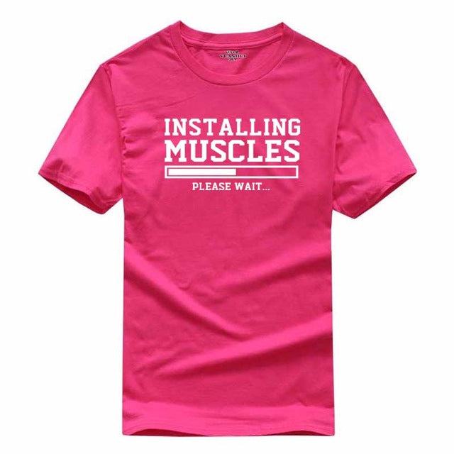 Men's T-shirts summer 2018 printed INSTALLING MUSCLES funny T-shirt fashion brand clothing crossfit t shirt men homme fitness