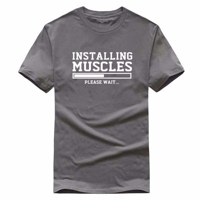 Men's T-shirts summer 2018 printed INSTALLING MUSCLES funny T-shirt fashion brand clothing crossfit t shirt men homme fitness