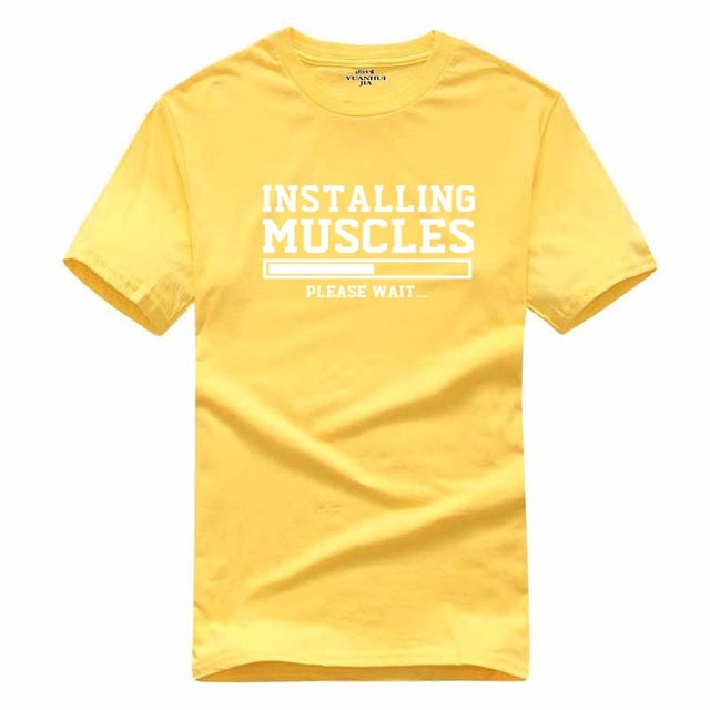 Men's T-shirts summer 2018 printed INSTALLING MUSCLES funny T-shirt fashion brand clothing crossfit t shirt men homme fitness