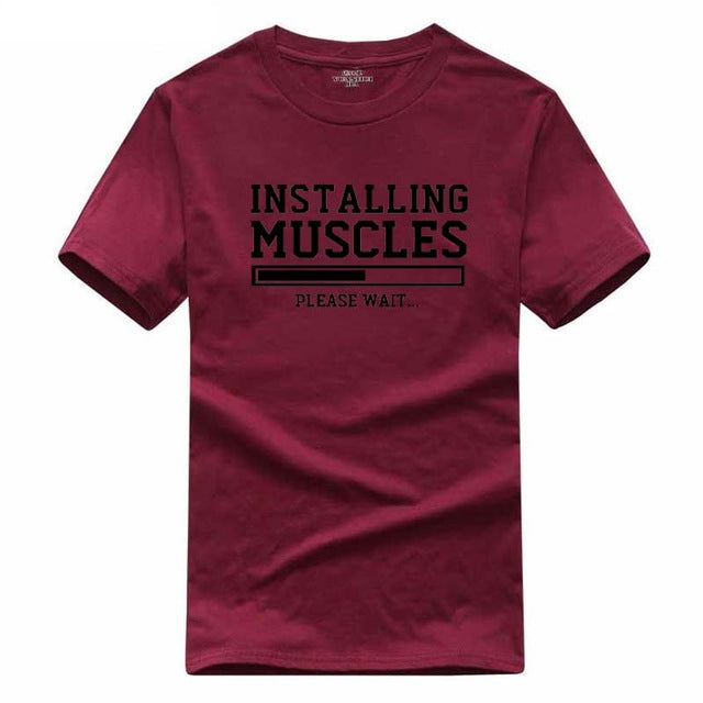 Men's T-shirts summer 2018 printed INSTALLING MUSCLES funny T-shirt fashion brand clothing crossfit t shirt men homme fitness