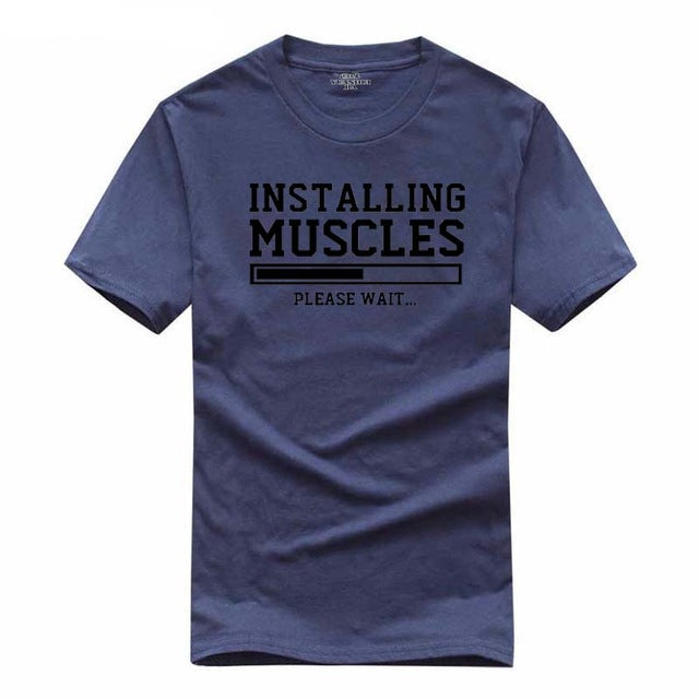Men's T-shirts summer 2018 printed INSTALLING MUSCLES funny T-shirt fashion brand clothing crossfit t shirt men homme fitness