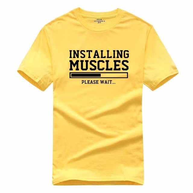 Men's T-shirts summer 2018 printed INSTALLING MUSCLES funny T-shirt fashion brand clothing crossfit t shirt men homme fitness