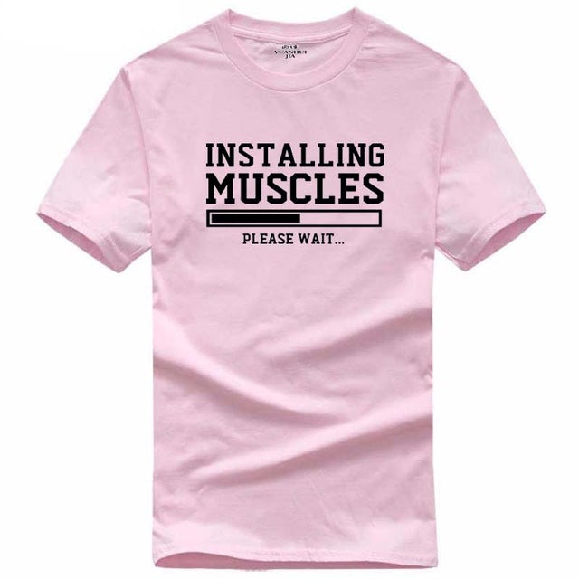 Men's T-shirts summer 2018 printed INSTALLING MUSCLES funny T-shirt fashion brand clothing crossfit t shirt men homme fitness