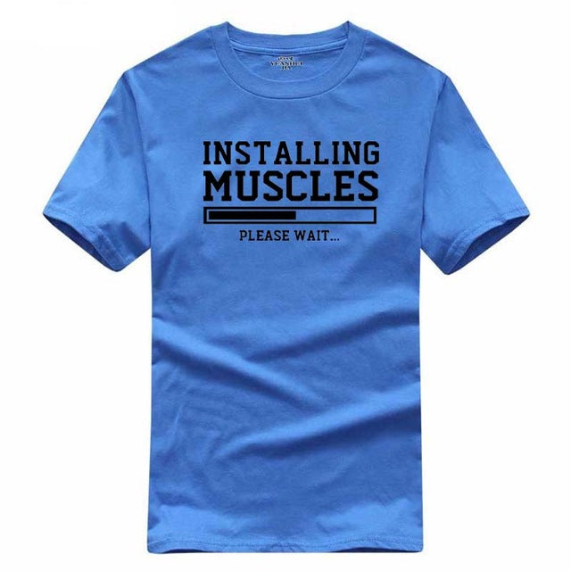 Men's T-shirts summer 2018 printed INSTALLING MUSCLES funny T-shirt fashion brand clothing crossfit t shirt men homme fitness