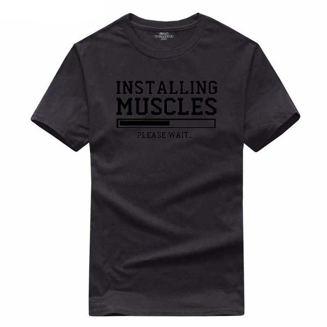 Men's T-shirts summer 2018 printed INSTALLING MUSCLES funny T-shirt fashion brand clothing crossfit t shirt men homme fitness