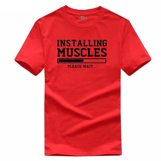 Men's T-shirts summer 2018 printed INSTALLING MUSCLES funny T-shirt fashion brand clothing crossfit t shirt men homme fitness