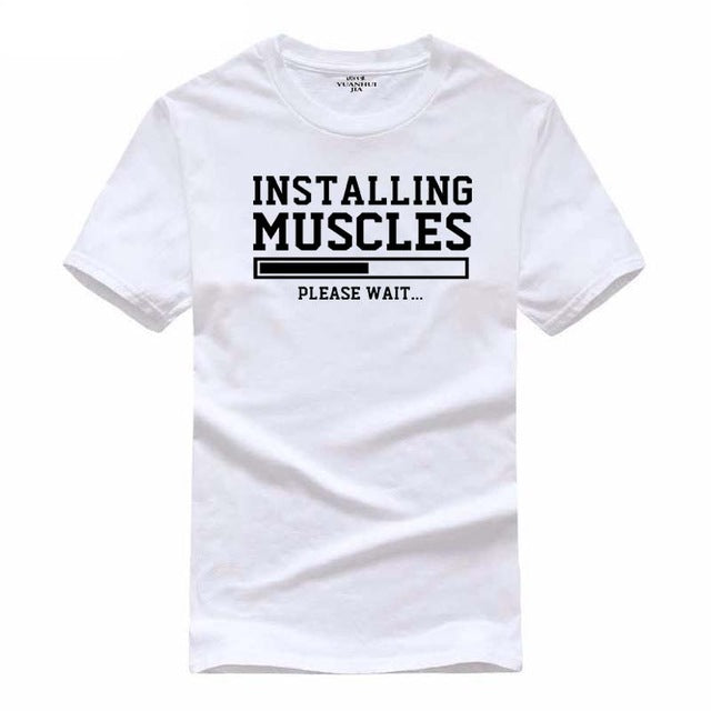 Men's T-shirts summer 2018 printed INSTALLING MUSCLES funny T-shirt fashion brand clothing crossfit t shirt men homme fitness