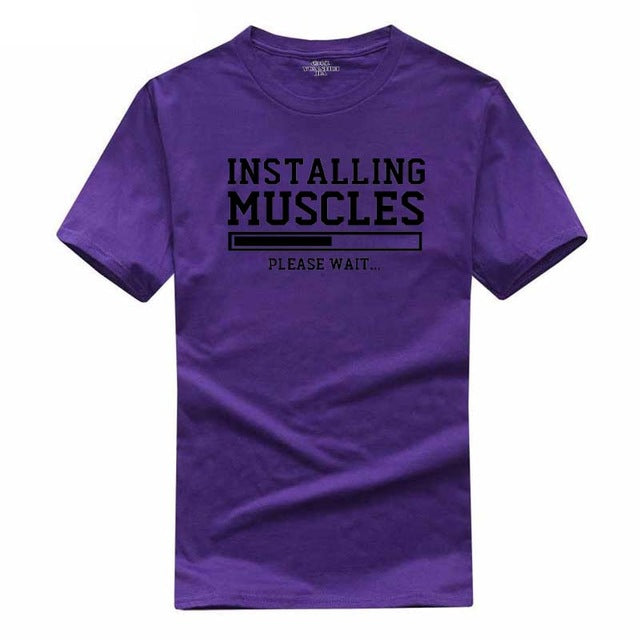 Men's T-shirts summer 2018 printed INSTALLING MUSCLES funny T-shirt fashion brand clothing crossfit t shirt men homme fitness