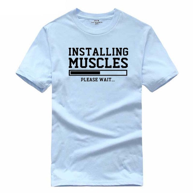 Men's T-shirts summer 2018 printed INSTALLING MUSCLES funny T-shirt fashion brand clothing crossfit t shirt men homme fitness