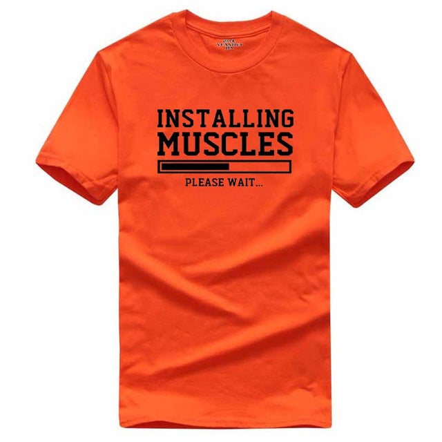 Men's T-shirts summer 2018 printed INSTALLING MUSCLES funny T-shirt fashion brand clothing crossfit t shirt men homme fitness