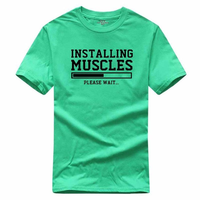 Men's T-shirts summer 2018 printed INSTALLING MUSCLES funny T-shirt fashion brand clothing crossfit t shirt men homme fitness