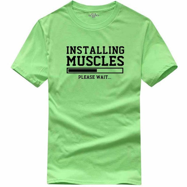 Men's T-shirts summer 2018 printed INSTALLING MUSCLES funny T-shirt fashion brand clothing crossfit t shirt men homme fitness