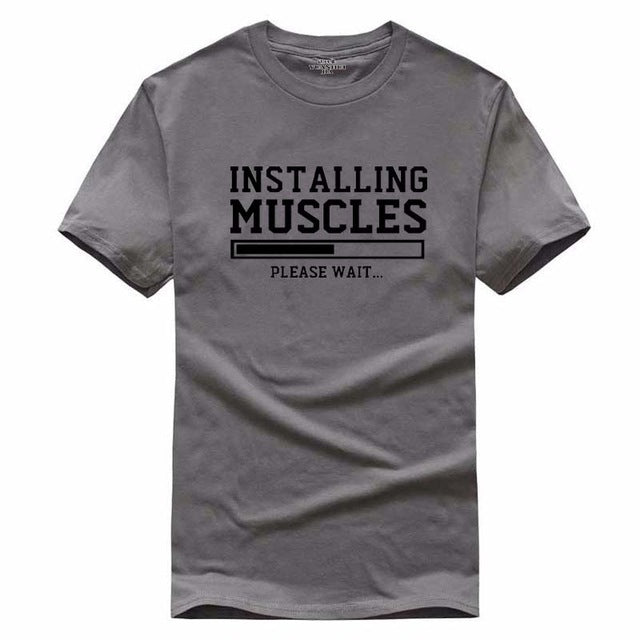 Men's T-shirts summer 2018 printed INSTALLING MUSCLES funny T-shirt fashion brand clothing crossfit t shirt men homme fitness
