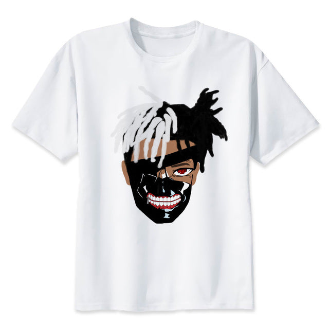 Newest Fashion Man Tshirt Xxxtentacion Summer Fashion T-shirt Casual White Funny Cartoon Print T-shirt Hip Pop Tops