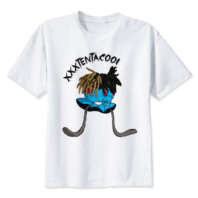 Newest Fashion Man Tshirt Xxxtentacion Summer Fashion T-shirt Casual White Funny Cartoon Print T-shirt Hip Pop Tops
