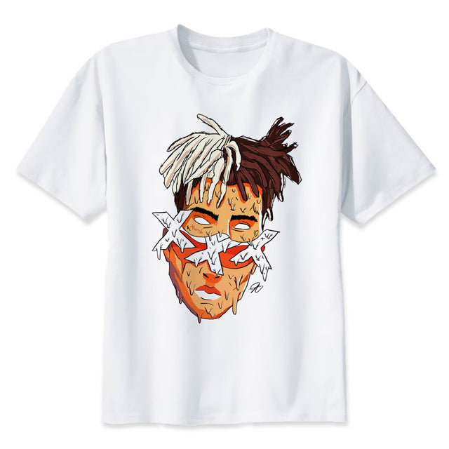 Newest Fashion Man Tshirt Xxxtentacion Summer Fashion T-shirt Casual White Funny Cartoon Print T-shirt Hip Pop Tops