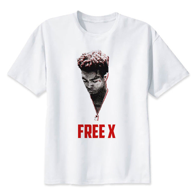 Newest Fashion Man Tshirt Xxxtentacion Summer Fashion T-shirt Casual White Funny Cartoon Print T-shirt Hip Pop Tops