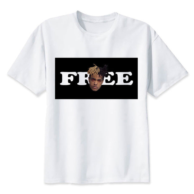 Newest Fashion Man Tshirt Xxxtentacion Summer Fashion T-shirt Casual White Funny Cartoon Print T-shirt Hip Pop Tops