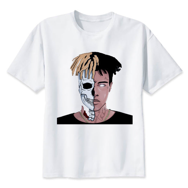 Newest Fashion Man Tshirt Xxxtentacion Summer Fashion T-shirt Casual White Funny Cartoon Print T-shirt Hip Pop Tops