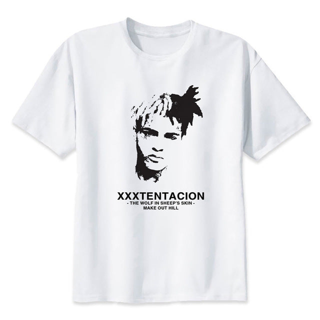 Newest Fashion Man Tshirt Xxxtentacion Summer Fashion T-shirt Casual White Funny Cartoon Print T-shirt Hip Pop Tops
