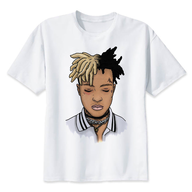 Newest Fashion Man Tshirt Xxxtentacion Summer Fashion T-shirt Casual White Funny Cartoon Print T-shirt Hip Pop Tops