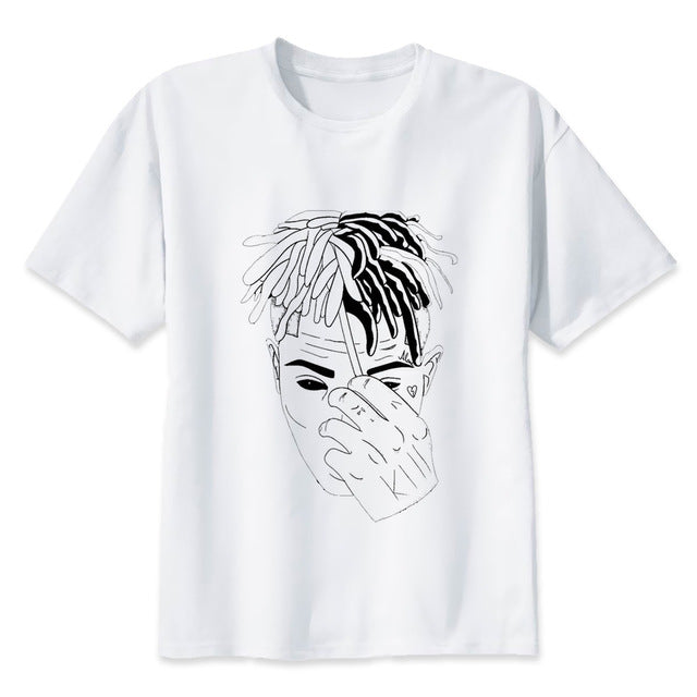 New Arrival Hip Hop Man Xxxtentacion Man T-shirt Rapper T-shirts White Tshirt Funny Cartoon Print For Male Or Female