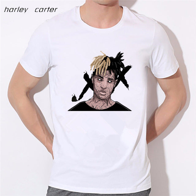 Men's Hip Hop Swag Raper Xxxtentacion Print T-shirt 2017 Summer Soft White Tee Shirt Homme Unisex Fashion Tops Tee Look AT ME