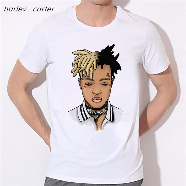Men's Hip Hop Swag Raper Xxxtentacion Print T-shirt 2017 Summer Soft White Tee Shirt Homme Unisex Fashion Tops Tee Look AT ME
