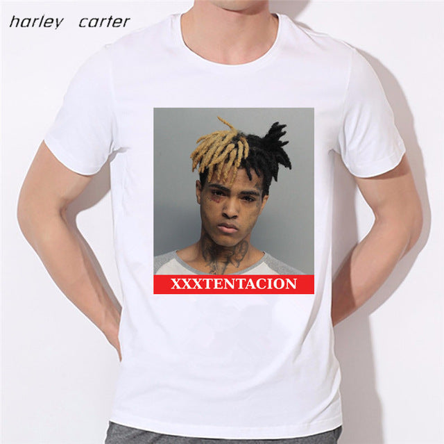 Men's Hip Hop Swag Raper Xxxtentacion Print T-shirt 2017 Summer Soft White Tee Shirt Homme Unisex Fashion Tops Tee Look AT ME