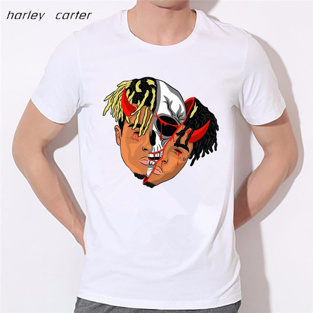 Men's Hip Hop Swag Raper Xxxtentacion Print T-shirt 2017 Summer Soft White Tee Shirt Homme Unisex Fashion Tops Tee Look AT ME