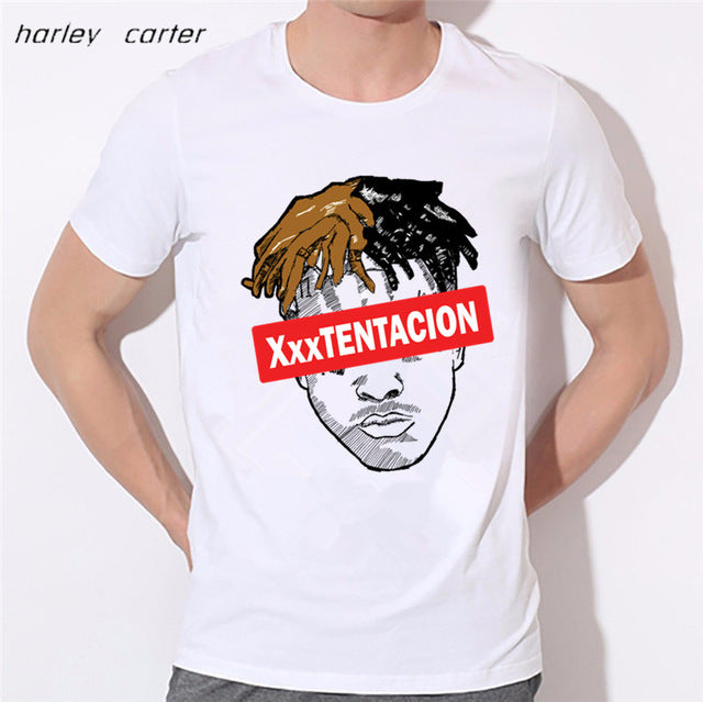 Men's Hip Hop Swag Raper Xxxtentacion Print T-shirt 2017 Summer Soft White Tee Shirt Homme Unisex Fashion Tops Tee Look AT ME