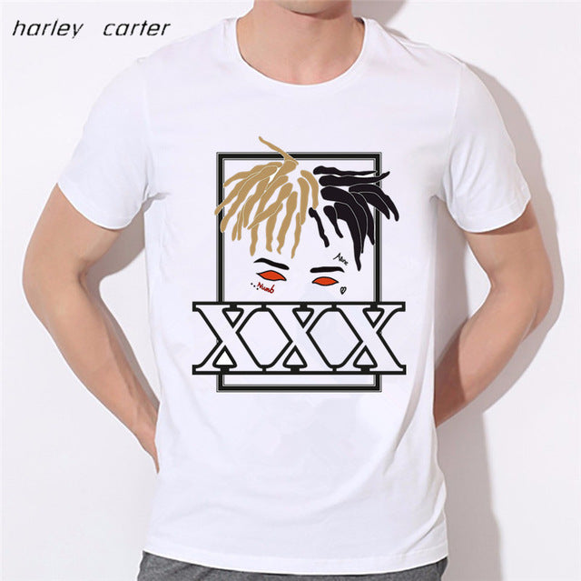 Men's Hip Hop Swag Raper Xxxtentacion Print T-shirt 2017 Summer Soft White Tee Shirt Homme Unisex Fashion Tops Tee Look AT ME