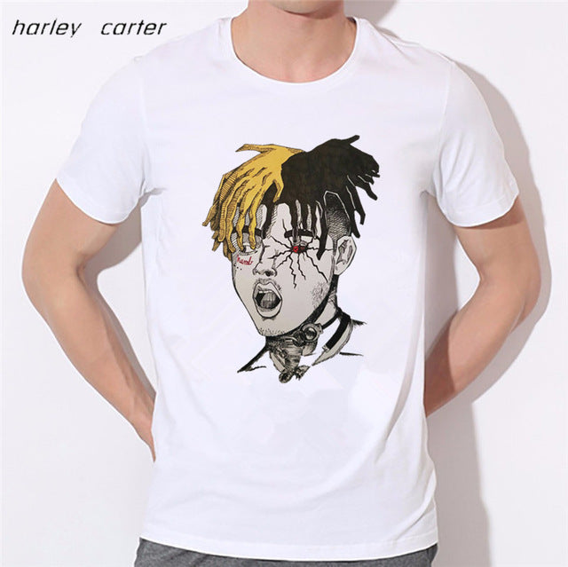 Men's Hip Hop Swag Raper Xxxtentacion Print T-shirt 2017 Summer Soft White Tee Shirt Homme Unisex Fashion Tops Tee Look AT ME