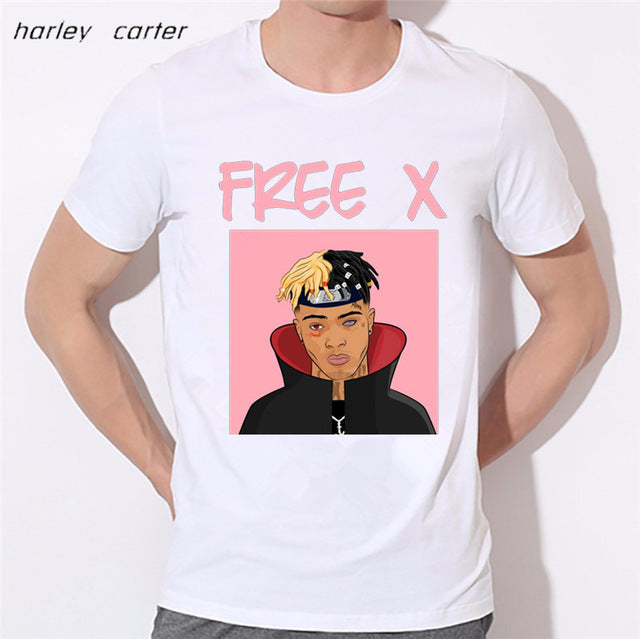 Men's Hip Hop Swag Raper Xxxtentacion Print T-shirt 2017 Summer Soft White Tee Shirt Homme Unisex Fashion Tops Tee Look AT ME