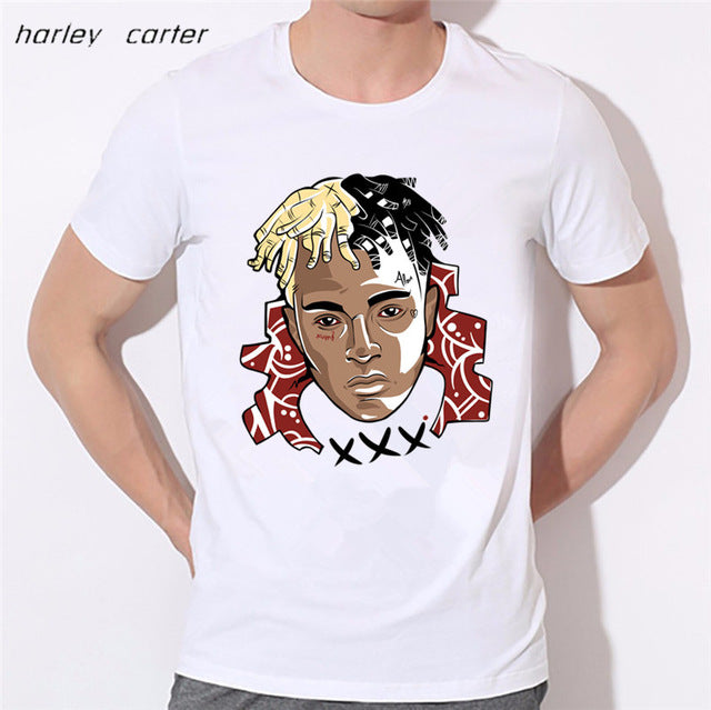 Men's Hip Hop Swag Raper Xxxtentacion Print T-shirt 2017 Summer Soft White Tee Shirt Homme Unisex Fashion Tops Tee Look AT ME