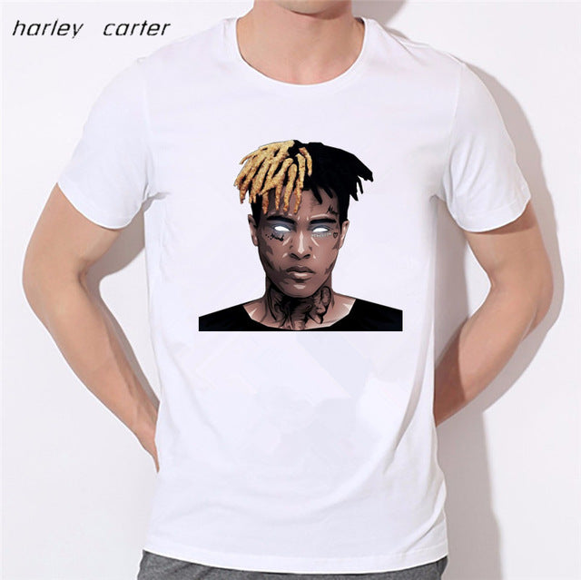 Men's Hip Hop Swag Raper Xxxtentacion Print T-shirt 2017 Summer Soft White Tee Shirt Homme Unisex Fashion Tops Tee Look AT ME